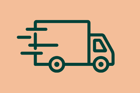 Lkw mit geschwungenen Linien, der Geschwindigkeit symbolisiert.